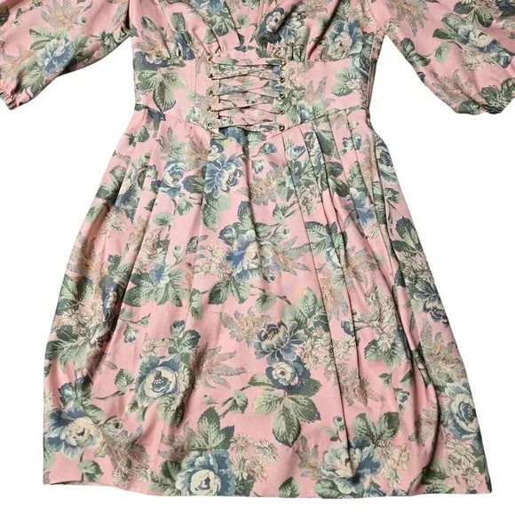knee length dresses for ladies Madison Bow Tie Bust Puff Sleeve Dress Floral Orange Selfie Leslie
